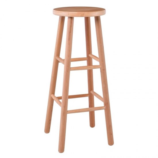 ΟΞΙΑ Σκαμπό BAR Στρογγυλό, Λούστρο Φυσικό 33x33x77cm