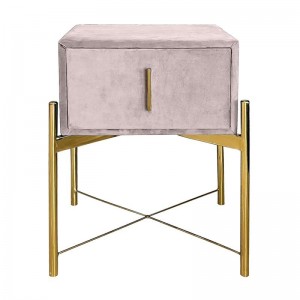 PASSION  Κομοδίνο με 1 Συρτάρι, Ύφασμα Velure Απόχρωση Cappuccino 51x40x65cm