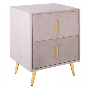 PASSION  Κομοδίνο με 2 Συρτάρια, Ύφασμα Velure Απόχρωση Cappuccino