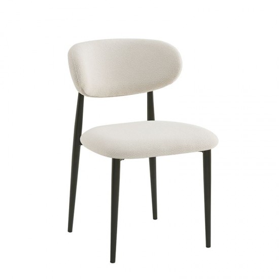 POINT Καρέκλα Τραπεζαρίας Μέταλλο Βαφή Μαύρο, Ύφασμα ΛΕΥΚΟ 47x51x79cm