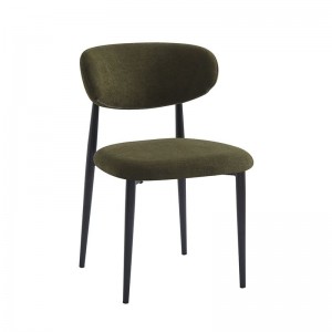 POINT Καρέκλα Τραπεζαρίας Μέταλλο Βαφή Μαύρο, Ύφασμα Olive Green 47x51x79cm