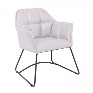 POLLY Πολυθρόνα Μέταλλο Βαφή Μαύρο, Ύφασμα Suede Ανοιχτό Γκρι 67x64x82cm