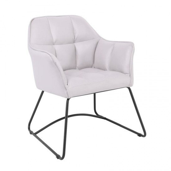 POLLY Πολυθρόνα Μέταλλο Βαφή Μαύρο, Ύφασμα Suede Ανοιχτό Γκρι 67x64x82cm