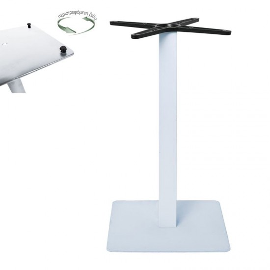 PRATO-R ΒΑΣΗ ΤΡΑΠΕΖΙΟΥ ΜΕ ΡΕΓΟΥΛΑΤΟΡΟΥΣ ΜΕΤΑΛΛΟ ΑΣΠΡΟ 40x40cm H.73cm11,90kg