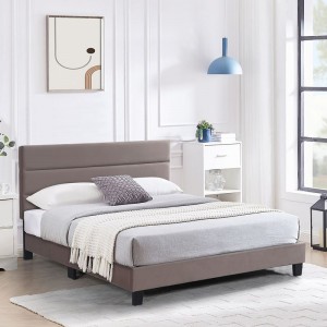 PRIMO Κρεβάτι Διπλό για Στρώμα 150x200cm, Ύφασμα Cappuccino, με Κεφαλάρι πολλαπλών θέσεων 159x215x117/127cm