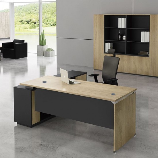 PROJECT ΓΡΑΦΕΙΟ ΜΕ ΔΕΞΙΑ ΓΩΝΙΑ SONOMA, ΓΚΡΙ 220x200x75cm