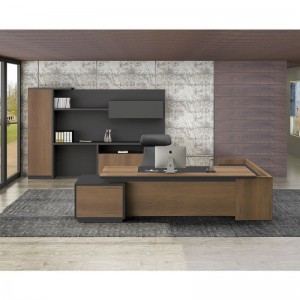 PROLINE Γραφείο Αριστερή Γωνία Απόχρωση Καρυδί Δρυς - Μαύρο 220x200cm 