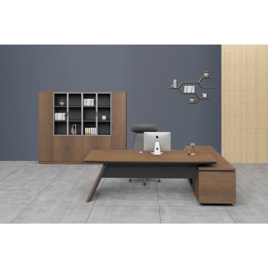 PROLINE ΓΡΑΦΕΙΟ ΜΕ ΑΡΙΣΤΕΡΗ ΓΩΝΙΑ ΚΑΡΥΔΙ ΣΚΟΥΡΟ, ΜΑΥΡΟ 240x200cm