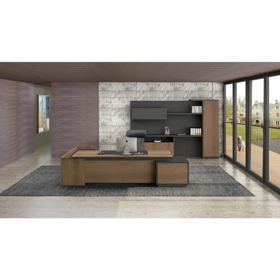 PROLINE ΓΡΑΦΕΙΟ ΜΕ ΔΕΞΙΑ ΓΩΝΙΑ ΚΑΡΥΔΙ ΣΚΟΥΡΟ, ΜΑΥΡΟ 220x200cm