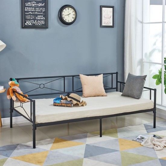 QUEEN DAYBED ΜΕΤΑΛΛΙΚΟ ΜΑΥΡΟ 90x190cm