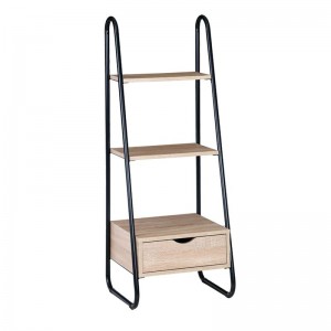 Ραφιέρα με Συρτ. 44x37x114cm Μεταλ.Μαύρη/απ.Σημύδας