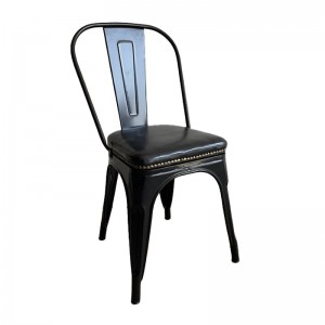 RELIX Καρέκλα Στοιβαζόμενη, Μέταλλο Βαφή Μαύρo, Κάθισμα Pu Μαύρο 45x53x85cm