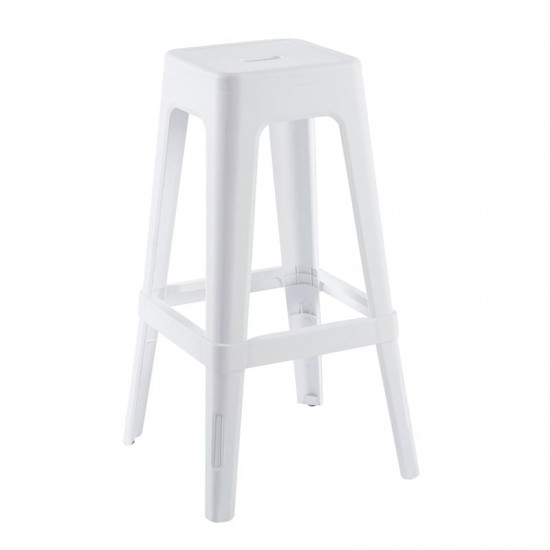 RELIX PP Σκαμπό BAR Στοιβαζόμενο, PP Απόχρωση Άσπρο  42x42x76cm