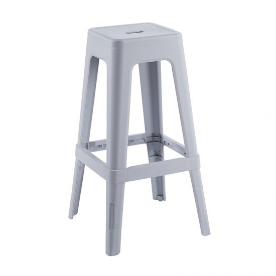 RELIX PP Σκαμπό BAR Στοιβαζόμενο, PP Απόχρωση Γκρι 42x42x76cm