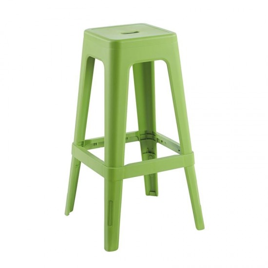 RELIX PP Σκαμπό BAR Στοιβαζόμενο, PP Απόχρωση Lime 42x42x76cm