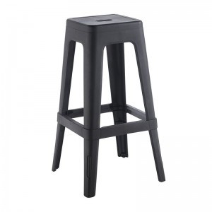 RELIX PP Σκαμπό BAR Στοιβαζόμενο, PP Απόχρωση Μαύρο 42x42x76cm