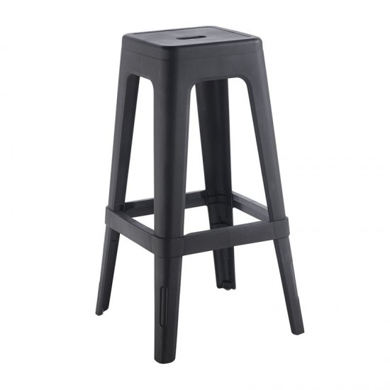 RELIX PP Σκαμπό BAR Στοιβαζόμενο, PP Απόχρωση Μαύρο 42x42x76cm