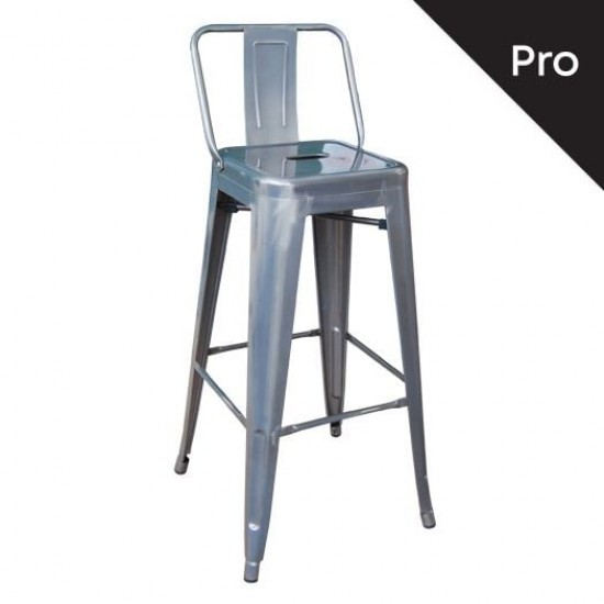 RELIX Σκαμπό Bar-Pro με Πλάτη, Μέταλλο Βαφή σε Απόχρωση Metal με Διακοσμητική Σκουριά 43x43x100cm