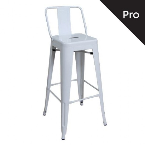 RELIX Σκαμπό Bar-Pro με Πλάτη, Μέταλλο Βαφή Άσπρο 43x43x100cm