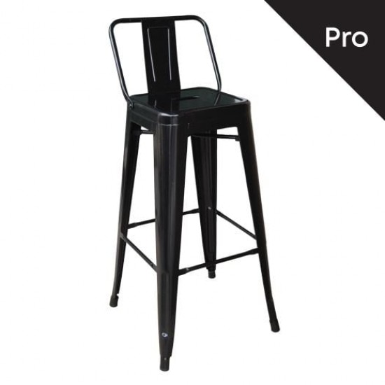 RELIX Σκαμπό Bar-Pro με Πλάτη, Μέταλλο Βαφή Μαύρο 43x43x100cm