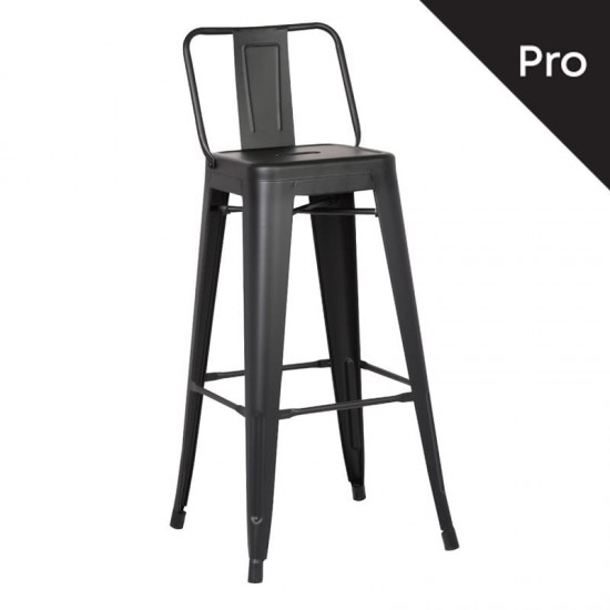 RELIX Σκαμπό Bar-Pro με Πλάτη, Μέταλλο Βαφή Μαύρο Matte 43x43x100cm