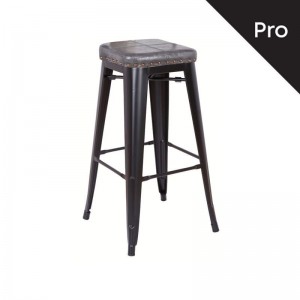 RELIX Σκαμπό Bar-Pro, Στοιβαζόμενο, Μέταλλο Βαφή Μαύρο Matte, Pu Σκούρο Γκρι 43x43x78cm