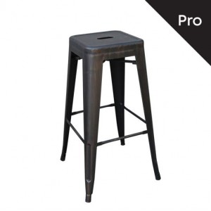 RELIX Σκαμπό Bar-Pro, Στοιβαζόμενο, Μέταλλο Βαφή Antique Black 43x43x76cm