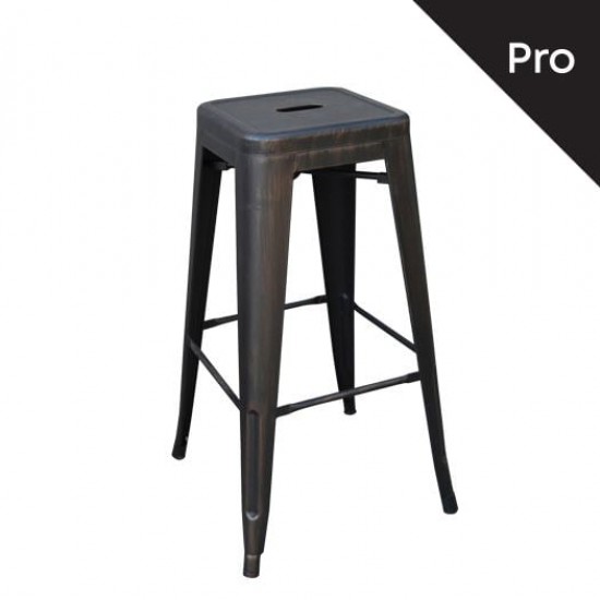 RELIX Σκαμπό Bar-Pro, Στοιβαζόμενο, Μέταλλο Βαφή Antique Black 43x43x76cm