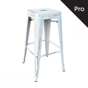 RELIX Σκαμπό Bar-Pro, Στοιβαζόμενο, Μέταλλο Βαφή Antique White 43x43x76cm