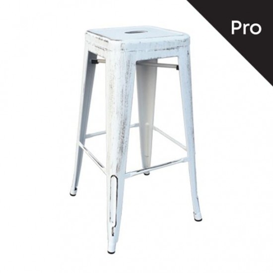 RELIX Σκαμπό Bar-Pro, Στοιβαζόμενο, Μέταλλο Βαφή Antique White 43x43x76cm