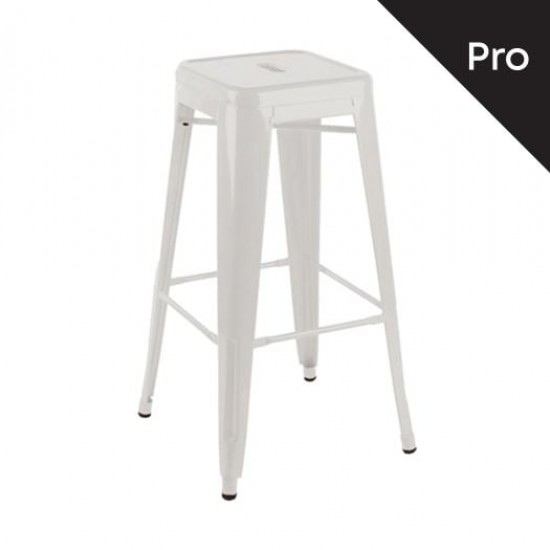 RELIX Σκαμπό Bar Στοιβαζόμενο, Μέταλλο Βαφή Άσπρο 42x42x76cm