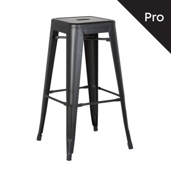 RELIX Σκαμπό BAR Στοιβαζόμενο, Μέταλλο Βαφή Μαύρο Matte