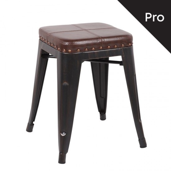 RELIX Σκαμπό-Pro, Στοιβαζόμενο, Μέταλλο Βαφή Antique Black, Pu Σκούρο Καφέ 39x39x45cm RELIX Σκαμπό-Pro, Στοιβαζόμενο, Μέταλλο Βαφή Antique Black, Pu Σκούρο Καφέ 39x39x45cm