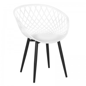 REX Πολυθρόνα Μέταλλo Βαφή Μαύρο, PP-UV Άσπρο (εκτός συσκευασίας) 62x56x80cm