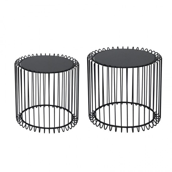 RICO SET-2 ΤΡΑΠΕΖΑΚΙΑ ΣΑΛΟΝΙΟΥ, ΜΕΤΑΛΛΟ ΜΑΥΡΟ, ΓΥΑΛΙ SMOKE