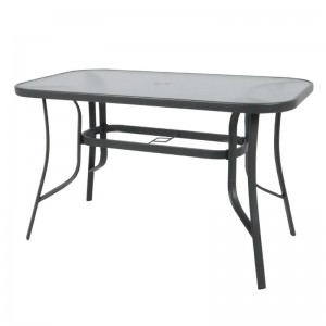 RIO Τραπέζι Κήπου - Βεράντας, Μέταλλο Βαφή Ανθρακί, Γυαλί 140x80x71cm