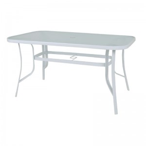 RIO Τραπέζι Κήπου - Βεράντας, Μέταλλο Βαφή Άσπρο, Γυαλί 150x90x71cm