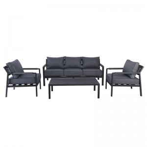 RIVIERA Set Σαλόνι Κήπου ALU: 3Θέσιος+2 Πολυθρόνες+Τραπέζι Σκελετός & Μαξιλάρια Ανθρακί