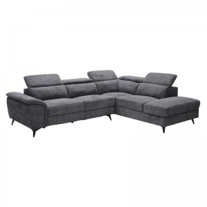 ROMEO Καναπές-Relax, Αριστερή Γωνία,Ύφασμα Γκρι, Αποθηκευτικος χώρος, Μία θέση με ηλεκτρική ανάκληση