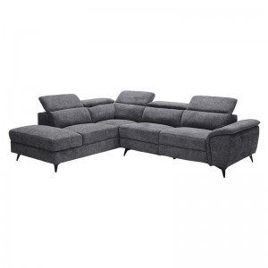 ROMEO Καναπές-Relax, Δεξιά Γωνία, Ύφασμα Γκρι, Αποθηκευτικος χώρος, Μία θέση με ηλεκτρική ανάκληση