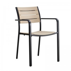 SAGA Πολυθρόνα Στοιβαζόμενη, Μέταλλο Βαφή Μαύρο, PP-UV Tortora 56x57x84cm