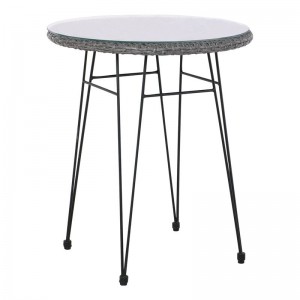 SALSA Τραπέζι Μέταλλο Βαφή Μαύρο, Wicker Γκρι Φ60cm H.70cm