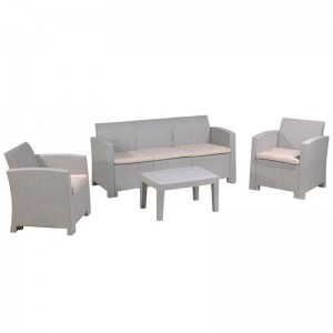 SAVANNA SET PP SAND GREY, ΜΑΞΙΛΑΡΙΑ ΜΠΕΖ  (Τραπέζι +3-θέσιος+2 Πολυθρόνα)  
