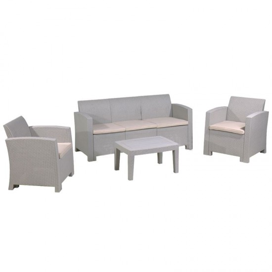 SAVANNA SET PP SAND GREY, ΜΑΞΙΛΑΡΙΑ ΜΠΕΖ  (Τραπέζι +3-θέσιος+2 Πολυθρόνα)