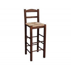 ΣΙΦΝΟΣ Σκαμπό BAR με Πλάτη, Οξιά Εμποτισμός Καρυδί, Κάθισμα Ψάθα 36x37x76/107cm