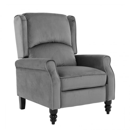 SIMPLE Relax Πολυθρόνα Μπερζέρα Σαλονιού, Καθιστικού, Ύφασμα Velure Γκρι 72x84x97cm