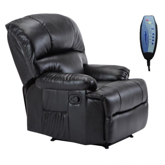 SPACE Πολυθρόνα Massage Σαλονιού - Καθιστικού PU Μαύρο 88x93x102cm