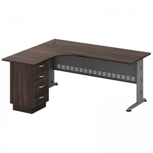 SUPERIOR Γραφείο Αριστερή Γωνία - Απόχρωση Γκρι - Σκούρο Καρυδί 180x70/150x60