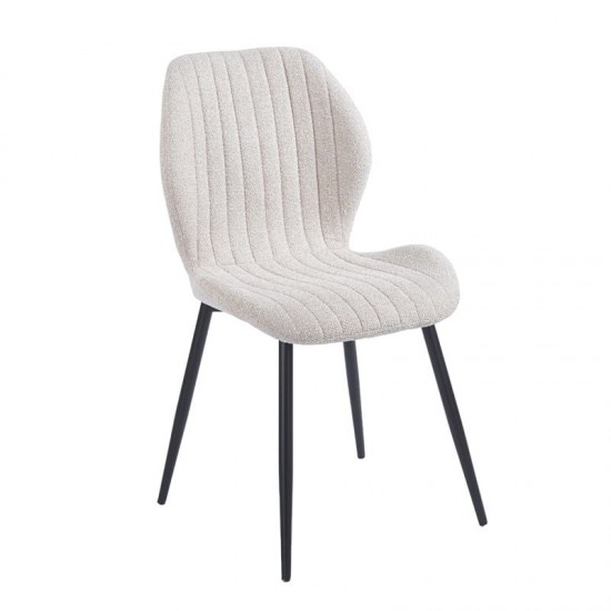 TANGO Καρέκλα Τραπεζαρίας, Μέταλλο Βαφή Μαύρο, Ύφασμα Απόχρωση Μπεζ 47x57x86cm