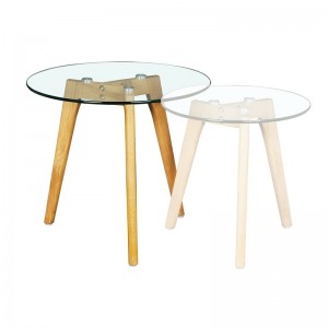 TARGET Βοηθ.Τραπεζάκι Φ40/Η41cm Ξύλο/Γυαλί 8mm